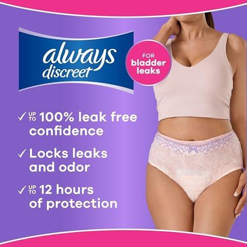 Always Discreet Adult Diapers for Women, Incontinence Underwear, Postpartum Essentials, Disposable Briefs, Max Absorbency, Bladder Leak Protection, Extra Large/XL, 15ct - görsel 11