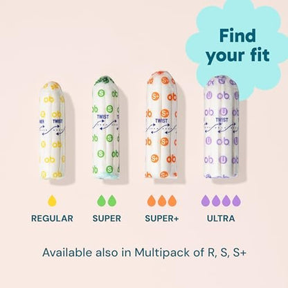 o.b. Tampons No Applicator, Fragrance-Free - 40ct | Applicator-Free Tampons Regular, Feminine Care, ob Tampon Regular, Period Products