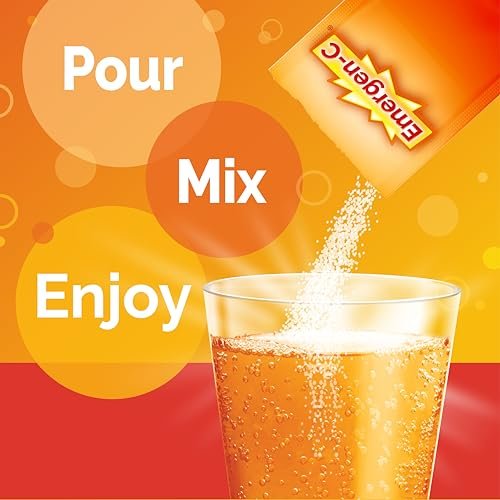Emergen-C 1000mg Vitamin C Powder for Daily Immune Support Caffeine Free Vitamin C Supplements with Zinc and Manganese, B Vitamins and Electrolytes, Super Orange Flavor - 60 Count/2 Month Supply - görsel 8