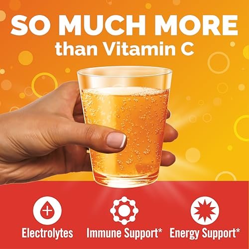 Emergen-C 1000mg Vitamin C Powder for Daily Immune Support Caffeine Free Vitamin C Supplements with Zinc and Manganese, B Vitamins and Electrolytes, Super Orange Flavor - 60 Count/2 Month Supply - görsel 7
