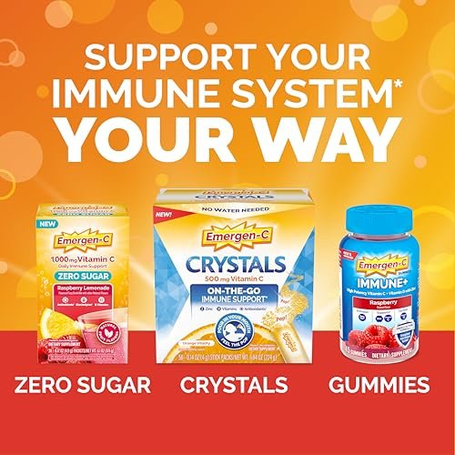 Emergen-C 1000mg Vitamin C Powder for Daily Immune Support Caffeine Free Vitamin C Supplements with Zinc and Manganese, B Vitamins and Electrolytes, Super Orange Flavor - 60 Count/2 Month Supply - görsel 10