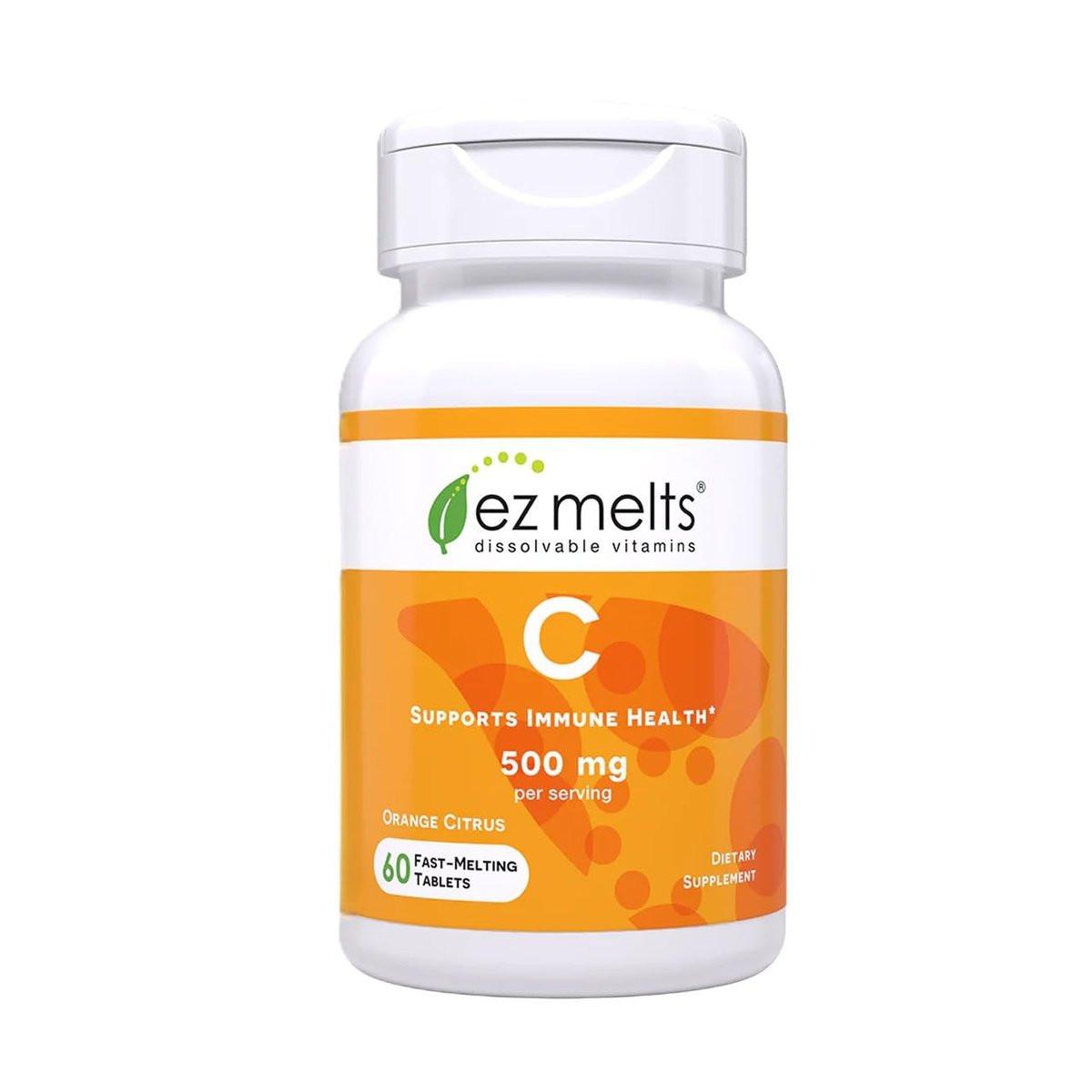 EZ Melts Vitamin C - Daily Vitamin for Antioxidant & Immune Support - No Artificial Flavors - Non-GMO & Sugar-Free - Orange Citrus - 60 Dissolvable Tablets (30 Servings) - görsel 11