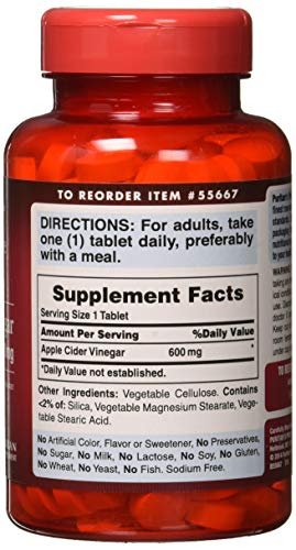Puritan's Pride Apple Cider Vinegar 600 mg, Vegetarian Dietary Supplement, 6 Month Supply, 200 Tablets - görsel 3