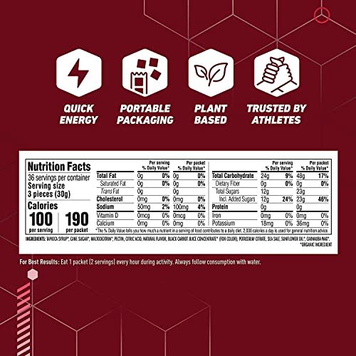 CLIF BLOKS Energy Chews - Strawberry - Non-GMO Plant Based Fast Fuel for Cycling and Running - Workout Snack (2.1 Ounce Packet, 3 Count) - görsel 6