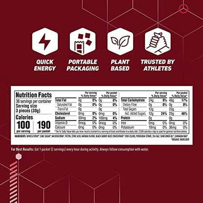 CLIF BLOKS Energy Chews - Strawberry - Non-GMO Plant Based Fast Fuel for Cycling and Running - Workout Snack (2.1 Ounce Packet, 3 Count)
