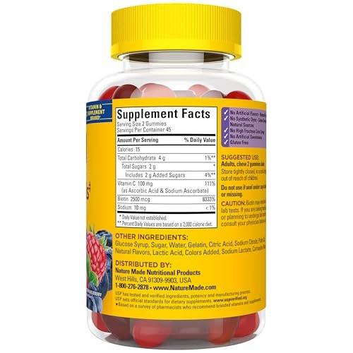 Nature Made Hair Skin and Nails with Biotin 2500 mcg, Dietary Supplement For Healthy Hair Skin and Nails Support, 120 Softgels, 120 Day Supply - görsel 5