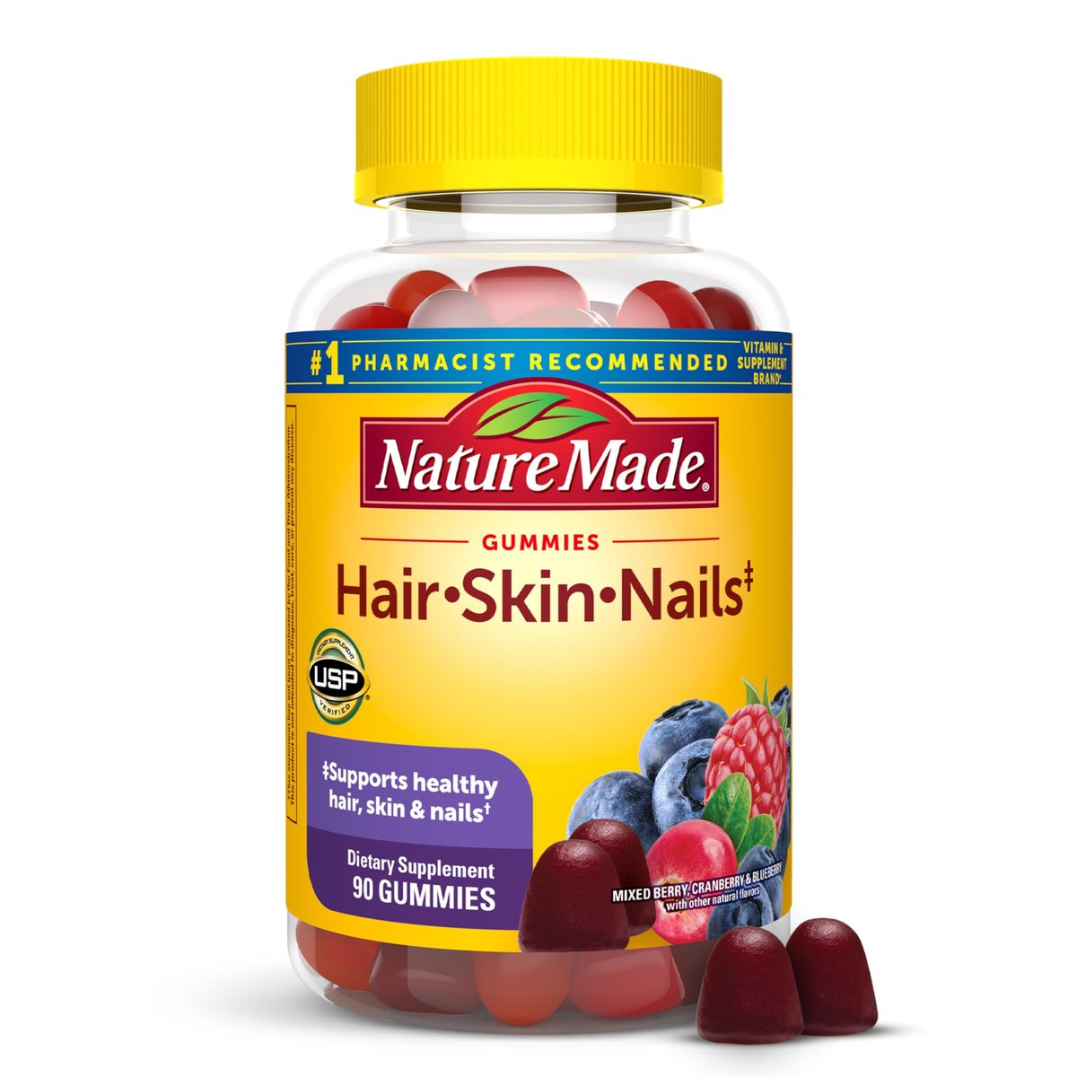 Nature Made Hair Skin and Nails with Biotin 2500 mcg, Dietary Supplement for Healthy Hair, Skin & Nails Support, 90 Gummies, 45 Day Supply - görsel 17