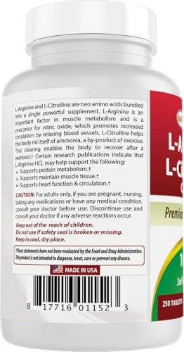Best Naturals L-Arginine L-Citruline Complex – Dual Amino Acid Complex: Combines L-Arginine and L-Citruline for a – Image 1