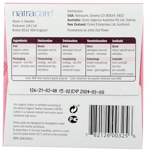 Natracare Ultra Extra Pads with Wings, Regular, Individually Wrapped, Made with Certified Organic Cotton, Ecologically Certified Cellulose Pulp and Plant Starch (1 Pack, 12 Pads Total) - görsel 8