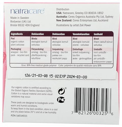 Natracare Ultra Extra Pads with Wings, Regular, Individually Wrapped, Made with Certified Organic Cotton, Ecologically Certified Cellulose Pulp and Plant Starch (1 Pack, 12 Pads Total)