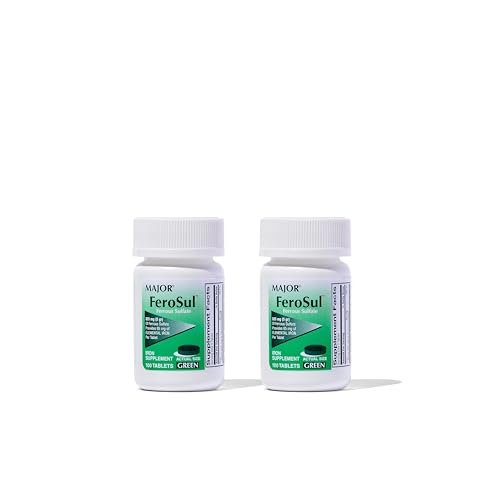 Major Ferosul - Ferrous Sulfate 325mg Tablets with 65mg of Elemental Iron - Iron Supplement for Women, Men - Green - 100 Count (2 Pack) - görsel 2