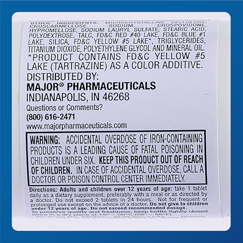 Major Ferosul - Ferrous Sulfate 325mg Tablets with 65mg of Elemental Iron - Iron Supplement for Women, Men - Green - 100 Count - görsel 3