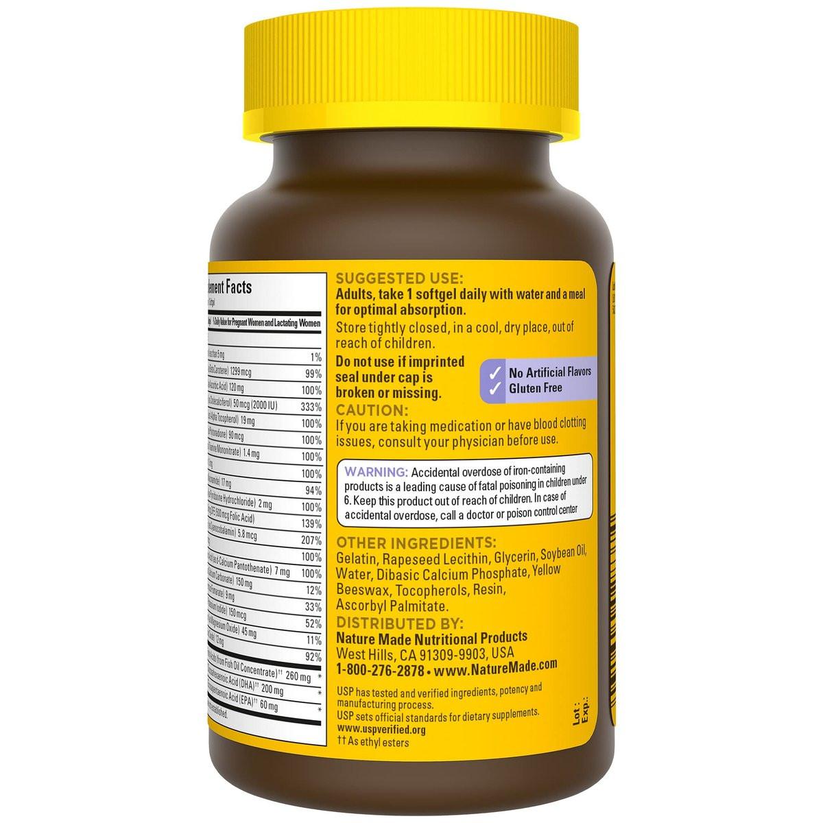Nature Made Postnatal Multivitamin + DHA 200 mg, Postnatal Vitamins for Women, Includes Iron, Vitamin D3, Calcium, Iodine & More for Breastfeeding Moms, 60 Softgels - görsel 17