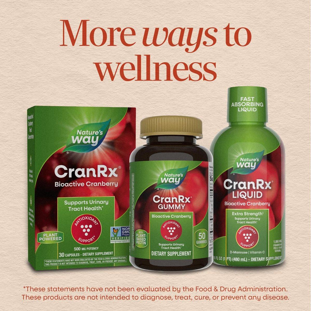 Nature's Way CranRx Cranberry Gummies, Urinary Tract Health and Antioxidant Support,* with Vitamin C, D-Mannose, Bioactive Cranberry Fruit Dietary Supplement, Berry Flavor, 60 Gummies - görsel 2