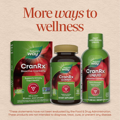 Nature's Way CranRx Cranberry Gummies, Urinary Tract Health and Antioxidant Support,* with Vitamin C, D-Mannose, Bioactive Cranberry Fruit Dietary Supplement, Berry Flavor, 60 Gummies