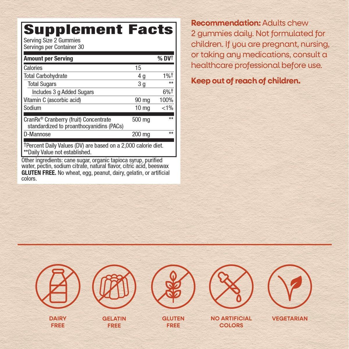 Nature's Way CranRx Cranberry Gummies, Urinary Tract Health and Antioxidant Support,* with Vitamin C, D-Mannose, Bioactive Cranberry Fruit Dietary Supplement, Berry Flavor, 60 Gummies - görsel 11