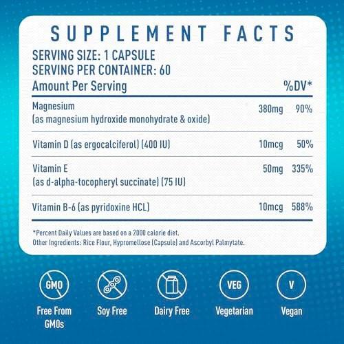 MGSPORT Magnesium Supplement 380mg - High Absorption Magnesium Complex Formula with Vitamins B6, D, E - Supports Muscle Function and Sleep Quality - 60 Servings - görsel 10