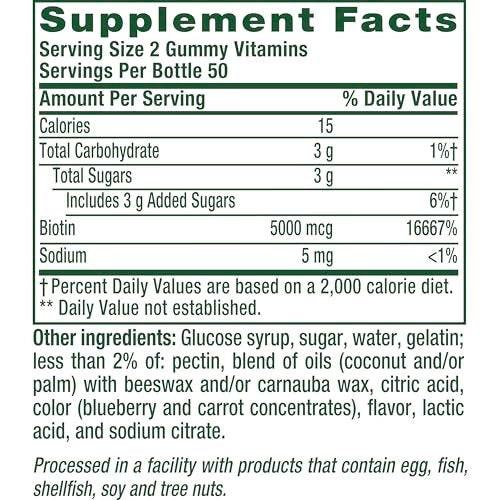 vitafusion Extra Strength Biotin Gummy Vitamins, Berry Flavored, 5,000 mcg Biotin Vitamins, America’s Number 1 Gummy Vitamin Brand, 50 Day Supply, 100 Count (packaging may vary) - görsel 3