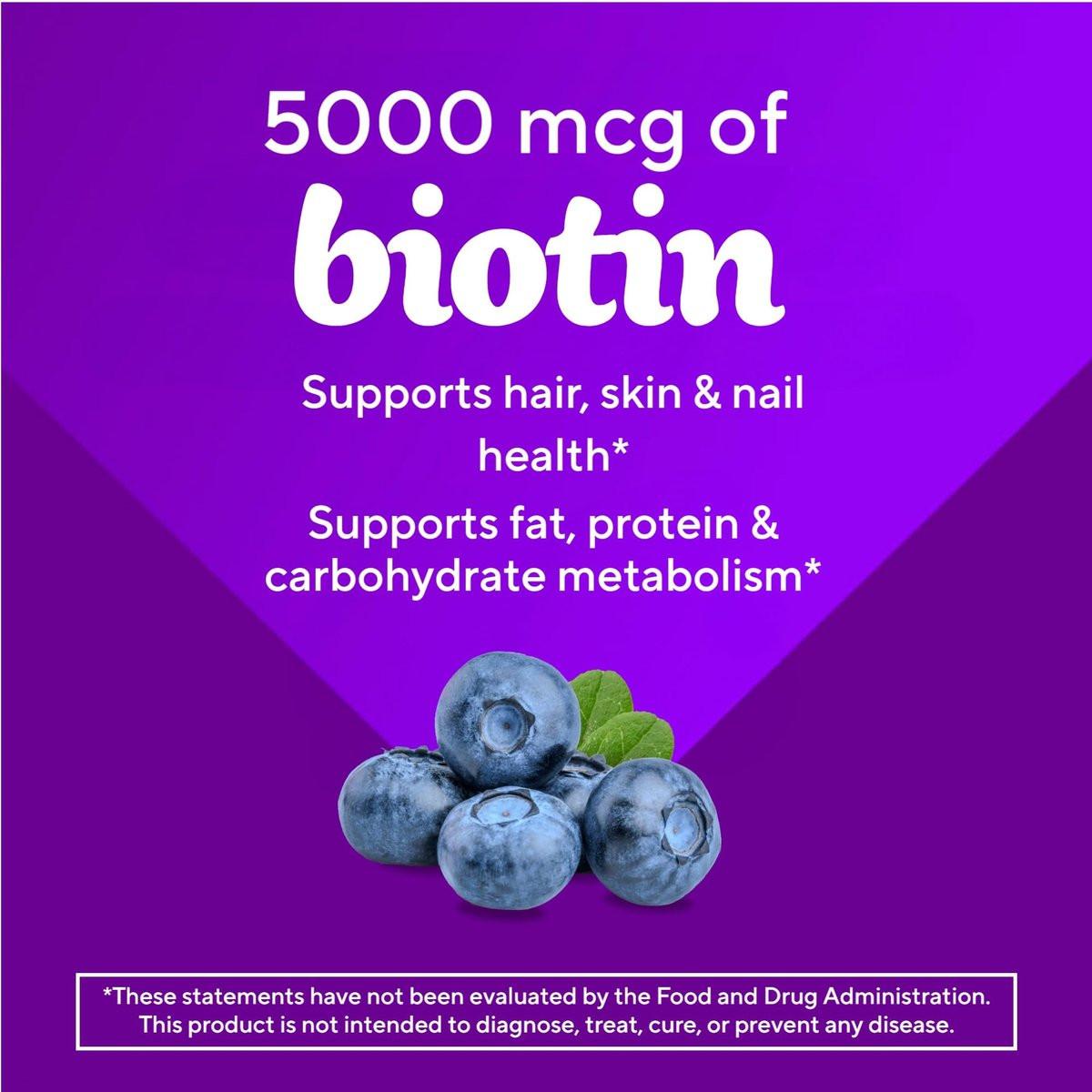 vitafusion Extra Strength Biotin Gummy Vitamins, Berry Flavored, 5,000 mcg Biotin Vitamins, America’s Number 1 Gummy Vitamin Brand, 50 Day Supply, 100 Count (packaging may vary) - görsel 6