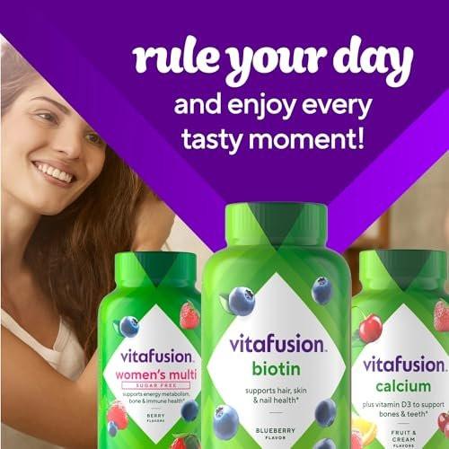 vitafusion Extra Strength Biotin Gummy Vitamins, Berry Flavored, 5,000 mcg Biotin Vitamins, America’s Number 1 Gummy Vitamin Brand, 50 Day Supply, 100 Count (packaging may vary) - görsel 13