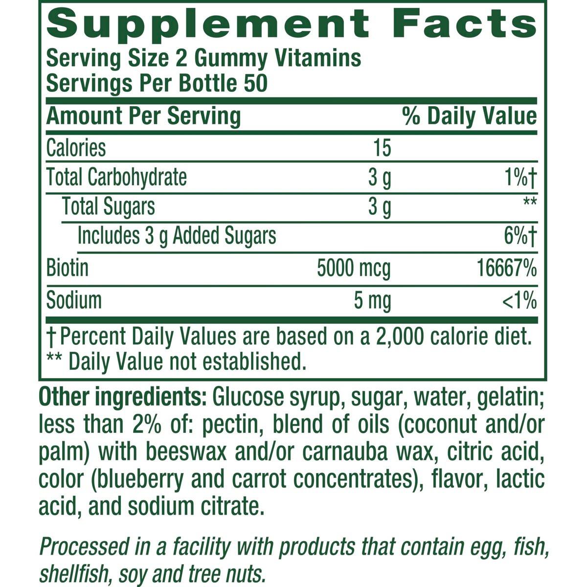 vitafusion Extra Strength Biotin Gummy Vitamins, Berry Flavored, 5,000 mcg Biotin Vitamins, America’s Number 1 Gummy Vitamin Brand, 50 Day Supply, 100 Count (packaging may vary) - görsel 4