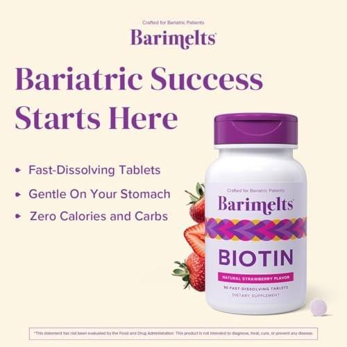 BariMelts Biotin 5000mcg, 90 Fast-Dissolving Tablets (3-Month Supply), Sugar-Free Bariatric Vitamins for Women, Natural Strawberry Flavor - görsel 12