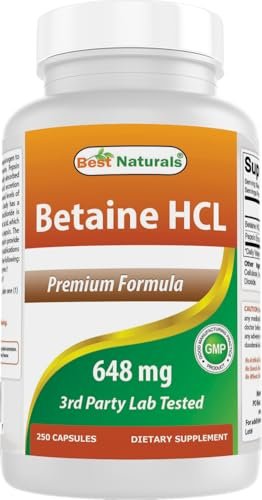 Best Naturals Betaine HCL 648 mg 250 Capsules - görsel 3