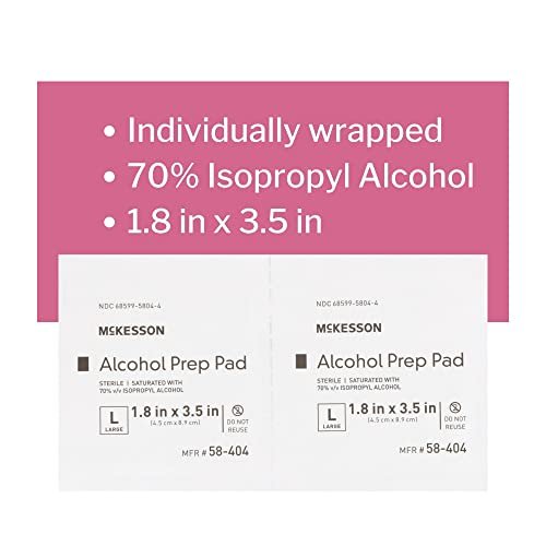 McKesson Alcohol Prep Pads [Pack of 1000] 70% Isopropyl, Individually Wrapped Wipes, Sterile, Medical-Grade, First Aid, Large, 100 Count, 10 Boxes - görsel 1
