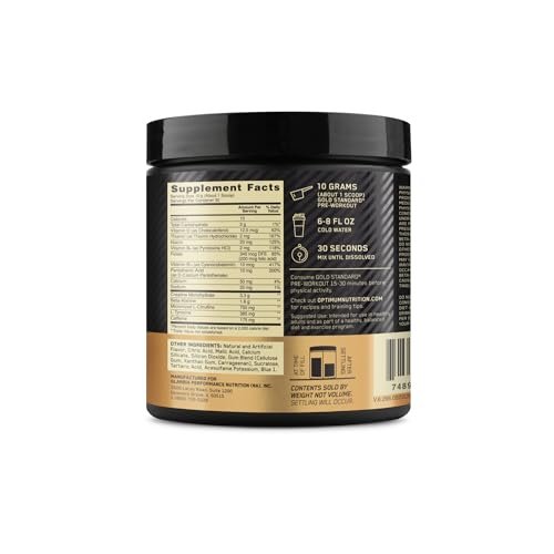 Optimum Nutrition Gold Standard Pre-Workout, Vitamin D for Immune Support, with Creatine, Beta-Alanine, and Caffeine for Energy, Keto Friendly, Blueberry Lemonade, 30 Servings (Packaging May Vary) - görsel 15