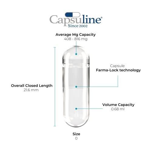 Capsuline Size 0 Empty Gelatin Capsules, Clear - 1000 Count | Gluten Free, Kosher, Non-GMO Certified | Pure Bovine Pill Caps for DIY Supplement Filling - görsel 3
