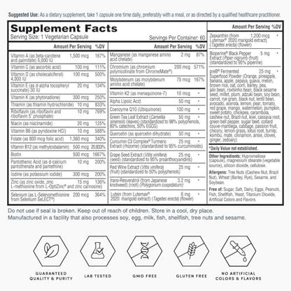 Nature's Lab Gold One Daily Multivitamin - Contains 19 Essential Vitamins & Minerals including Vitamin C, D3 & Zinc - 60 Capsules (2 Month Supply)