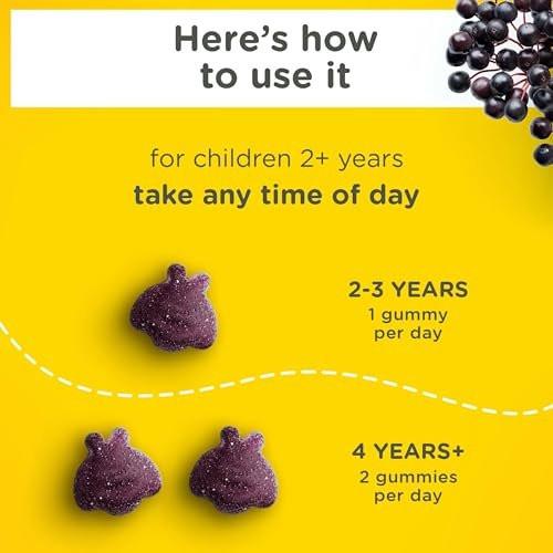 Zarbee’s Elderberry Gummies for Kids, Immune Support Supplement with Vitamins A, C, D3, E, & Zinc, Gluten & Gelatin Free, No Artificial Flavors, Natural Berry Flavor, Ages 2+, 42 ct - görsel 16