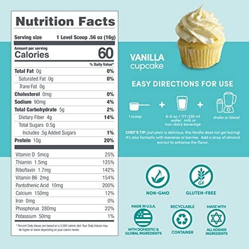 Designer Wellness Designer Lite Low Calorie Natural Protein with Prebiotic Fiber, Key Vitamins & Minerals, Vanilla Cupcake, 9.03 oz - görsel 5