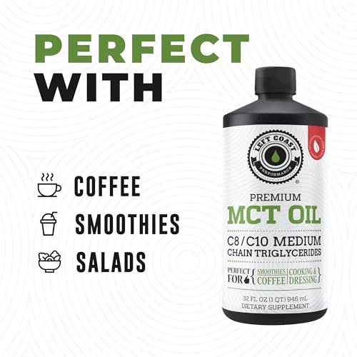 100% Coconut MCT Oil Liquid - MCT Oil C8 C10 for Sustained Mental Energy & Focus Support Great for Smoothies Salads Coffee & More - Palm Free Vegan Keto & Paleo Friendly 60+ Servings (32 Fl Oz) - görsel 4