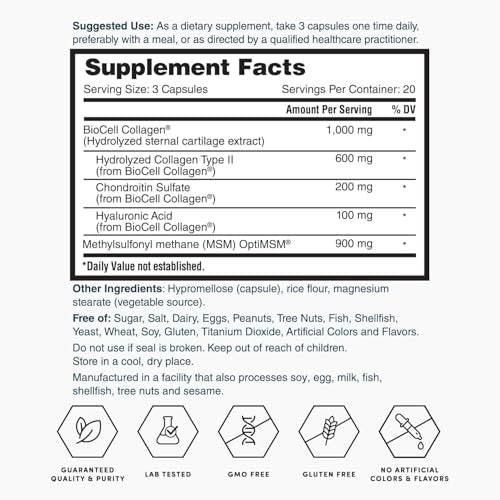 Nature's Lab Hyaluronic Acid with Biocell Collagen and MSM - Skin Hydration, Joint Health - 60 Capsules (20 Day Supply) - görsel 5