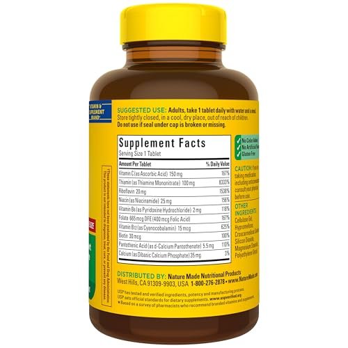 Nature Made Super B Complex with Vitamin C & Folic Acid, B Complex Vitamins for Women and Men, Dietary Supplement for Immune Support, 360 Tablets, 360 Day Supply - görsel 5