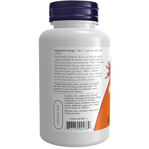 NOW Foods Supplements, Niacinamide (Vitamin B-3) 500 mg, Energy Production*, 100 Veg Capsules - görsel 3
