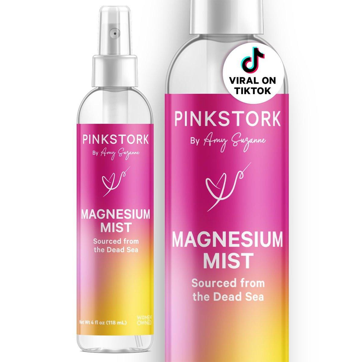 Pink Stork Magnesium Spray Mist - for Calm, Stress, and Sleep, Seasickness Support, Pregnancy Must Haves, 200 mg per 6 Sprays, Pure Magnesium Chloride Body Spray, 4 oz, Unscented - görsel 12