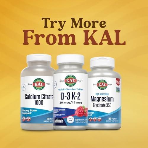 KAL Vitamin D3 K2 ActivMelt - Immune Support Supplement with Vitamin D as D3 and MK7 VIT K2 to Support Strong Bones - Quick-Dissolve Tablets, Natural Raspberry Flavor, 60-Day Guarantee, 60 Servings - görsel 10