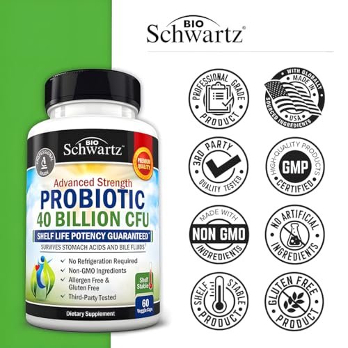 BioSchwartz Daily Probiotic Nutritional Supplement - 40 Billion CFU for Gut Health - Probiotics for Men and Women - Digestive Health with Astragalus & Lactobacillus - Shelf Stable - 60 Count - görsel 8