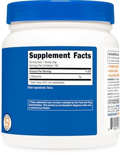 Nutricost L-Glutamine Powder (500 Grams) Unflavored - Gluten Free & Non-GMO, 100 Servings - görsel 9