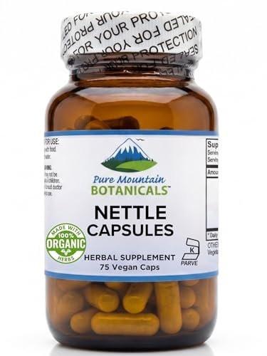 Pure Mountain Botanicals Stinging Nettle Leaf Capsules - 500mg Organic Nettle Supplement - 75 Kosher Vegan Caps - Non-GMO Gluten Free Herbal Supplement - görsel 6