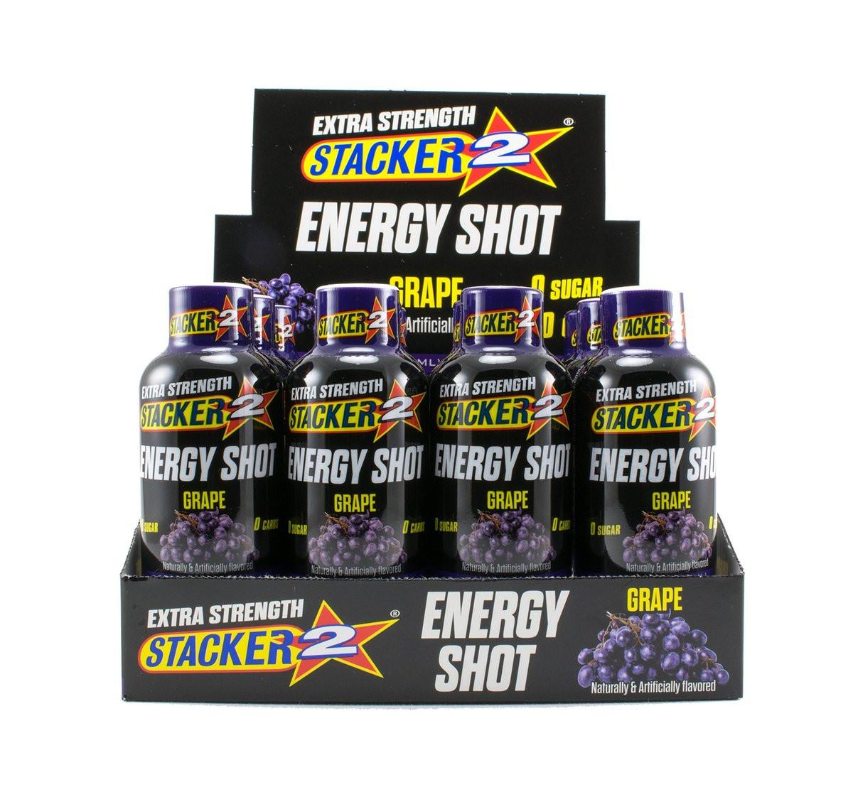 Stacker 2 Extreme Energy Shot Extra Strength, Grape, 2 Fluid Ounce (Pack of 12) - görsel 1