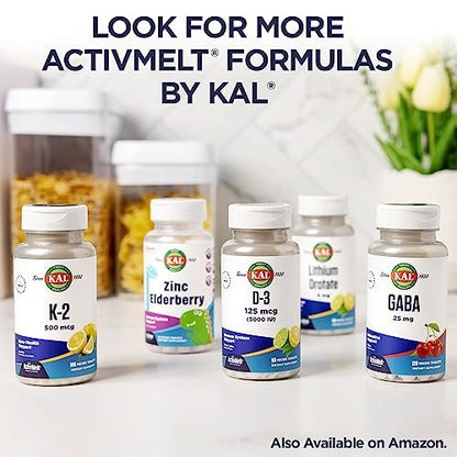 KAL L Theanine 25 mg ActivMelt - Relaxation, Stress, Mood and Focus Supplement - Delicious Natural Pineapple Flavor with Stevia - Vegetarian - 120 Servings, 120 Instant Dissolve Micro Tablets