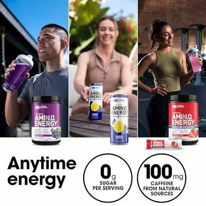 Optimum Nutrition Amino Energy - Pre Workout with Green Tea, BCAA, Amino Acids, Keto Friendly, Green Coffee Extract, Energy Powder - Blueberry Mojito, 30 Servings (Packaging May Vary)