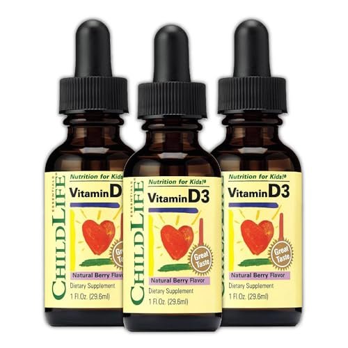 CHILDLIFE ESSENTIALS Baby Vitamin D3 Drops - for Infants, Children, & Toddlers, Liquid Vitamin D Drops, 500 IU per Serving, Immune & Bone Health Support, Natural Berry Flavor - 1 Fl Oz (Pack of 3) - görsel 2