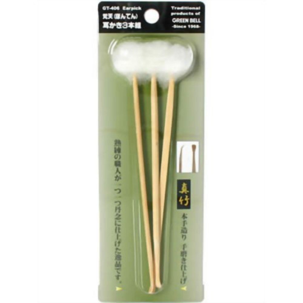 Green Bell Japanese Ear Cleaning Pick 3 Picks Mimikaki from Japan Size: L 160 mm (6.3") - görsel 2