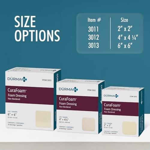 Dynarex Dürma+ CuraFoam Foam Dressings - Sterile Non Adhesive Wound Pads, Highly Absorbent - Provides Moist Cushioned Healing Environment - 4" x 4 1/4" - 1 Box of 10 - görsel 5