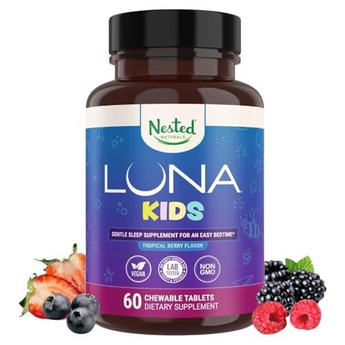 Nested Naturals Luna Kids Sugar-Free Sleep Aid Tablets for Children 4+ - Naturally Sourced Ingredients - Herbal Sleep Supplement with Chamomile, Melatonin, Valerian & Lemon Balm - 60 Chewable Tablets - görsel 13