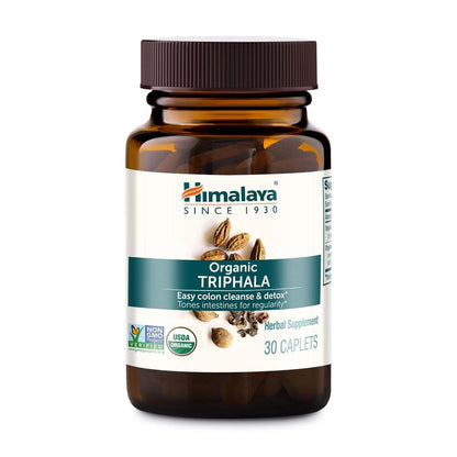 Himalaya Organic Triphala - Digestive Health Supplement for Colon Cleanse & Occasional Bloating and Constipation Relief - USDA Organic, Vegan, Non-GMO, Gluten Free, 688 mg, 30 Caplets